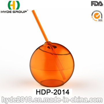 High Quality Single Wall PS Ball Cup with Straw (HDP-2014)